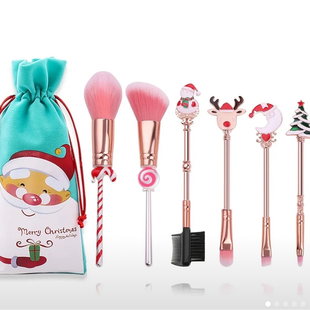 6 Piece Christmas Makeup Brush Set, Christmas Makeup Brushes
